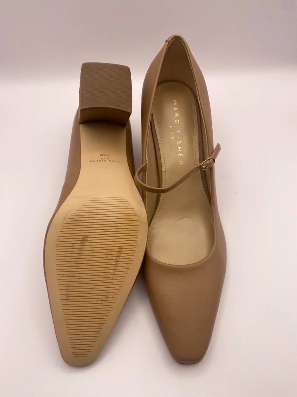 Marc Fisher Ltd Womens Vanderly Mary Jane Pump Heel In Light Natural Sz 9.5